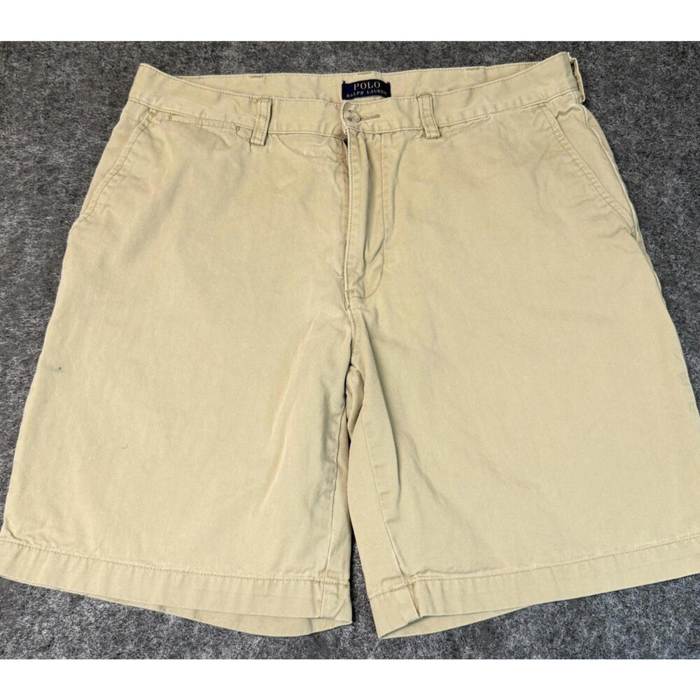Polo Ralph Lauren Chino Shorts Men 34 Khaki Tyler Short 9.5Inseam Classic Preppy